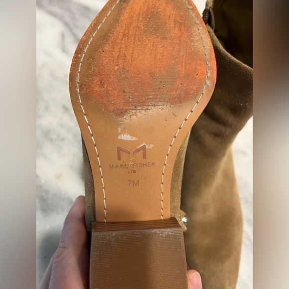 Marc Fisher Suede Zip Boots Brown Tan - Size 7 - Picture 7 of 8